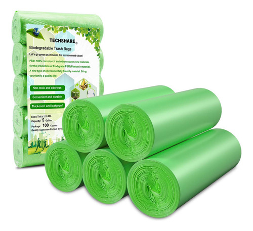 Bolsas De Basura Biodegradables De 4 A 6 Galones, 100 Unidad