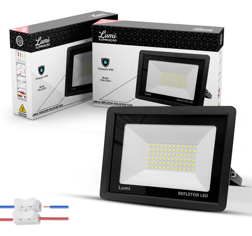 Kit 2 Refletor De Led Holofote 200w Prova Dágua Branco Frio
