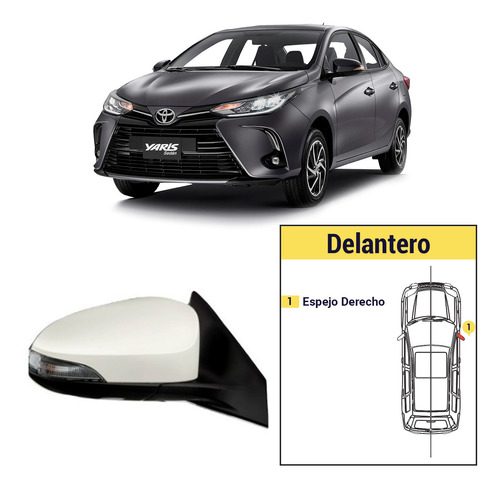 Espejo Derecho Electrico Toyota Yaris 2014/2020 Con Blinker