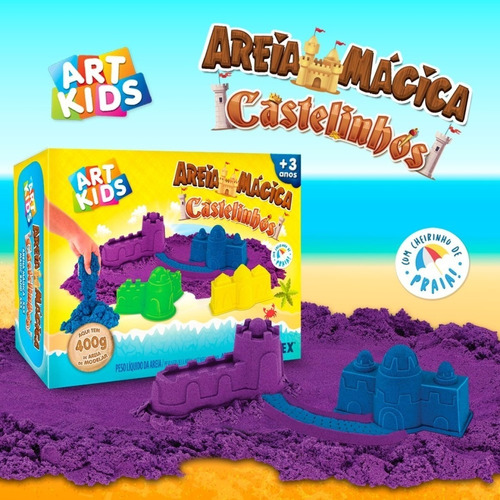 Areia Mágica Cinética Castelinhos Art Kids 400g - Acrilex Cor Azul/roxo