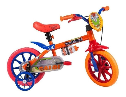 Bicicleta  infantil infantil Caloi Power Rex 12 2020 Único freio tambor cor laranja com rodas de treinamento