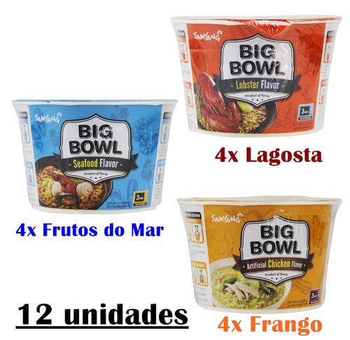 12x Macarrão Em Copo Picante Big Bowl 95g - Sabor Misto