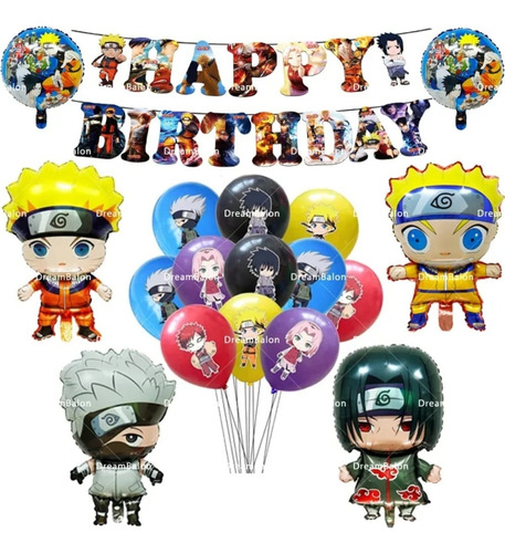 Set De Cumpleaños Decoración Fiestas Naruto Cotillón Niños