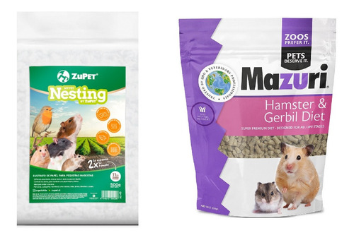 Alimento Hamster Mazuri + Sustrato Pet Dream Soft 
