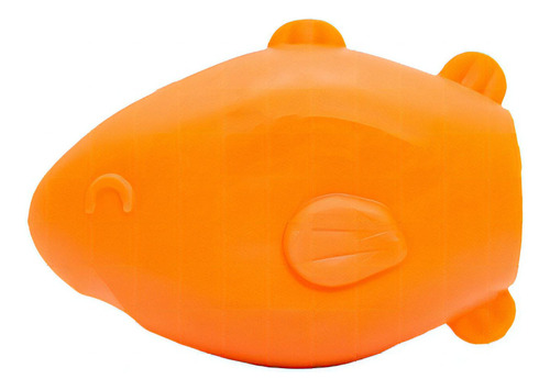Peixe Brinquedo Recheável Borracha Dispenser Ração P Laranja