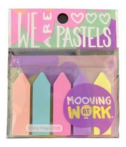 Imagen 1 de 3 de Banderitas Mooving 5 Colores Pastel 125 Hojas Sticky Flags