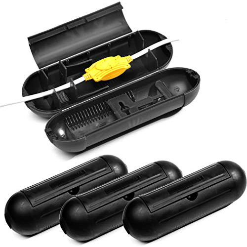 4 Pack Extension Cord Protective Cover Set (black) | Indoor