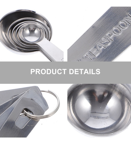 Juego De 5 Tazas Medidoras De Acero Inoxidable Y Cucharas Ki