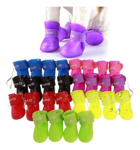 Zapatos Bota De Lluvia Antideslizantes Para Perros Set X 4