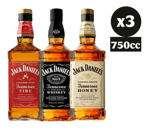 Pack 3x Whisky Jack Daniels Variedades 750cc Whiskey Bourbon