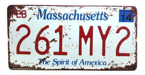 Placa Carro Antiga Vintage Retro Decoração Massachusetts