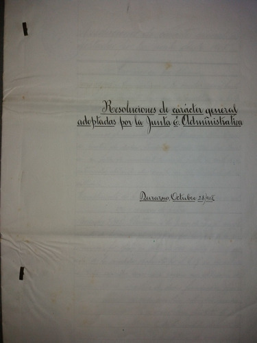 Documento Manuscrito 1908 Junta Administrativa De Durazno 