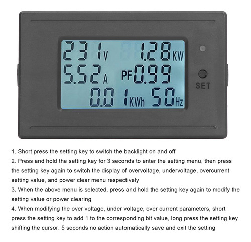 Medidor Potencia Corriente Voltaje Con Pantalla Digital Lcd