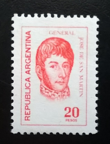 Argentina, Sello Gj 1750 S Martín 20p Rojo 76 Mint L11533