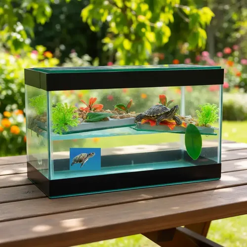 Aquário Aquaterrario 25x12x15cm Medio P/ Tartarugas Decorado