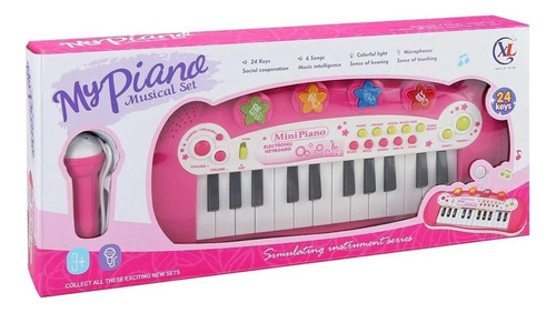 Piano Musical Con Luz Sonido Y Microfono Incluido C Color Rosa