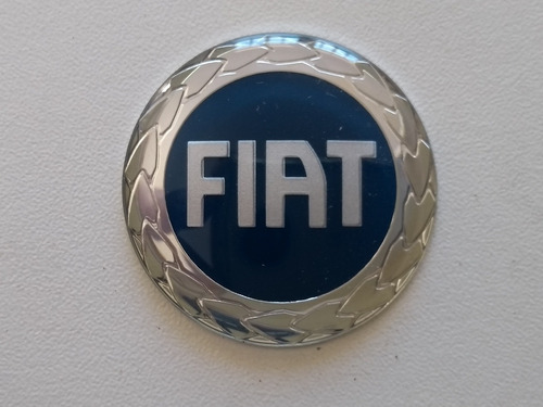 Emblema Fiat Azul Alumínio Resinado 34 Mm 