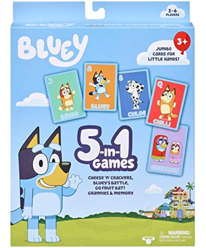 Juego De Cartas Bluey 5 En 1: Incluye 53 Cartas Gigantes