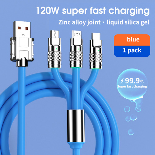 Cable Usb C Carga Rapida Micro Usb Triple Androide Luz Led