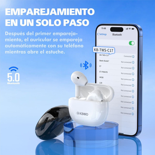 Audífonos Inalámbricos Tws Kbod C17 Bluetooth 5.0 Tipo C