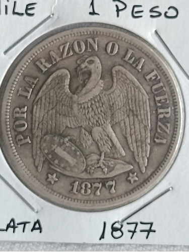 Antique, Hermosa Moneda De Plata, Peso Chile 1877