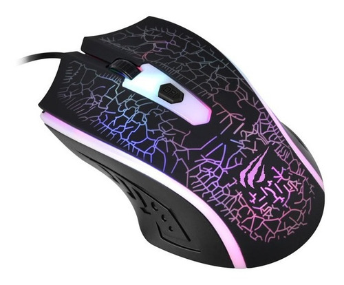 Mouse Gamer Rgb Luz Led Multicolor 1200dpi Havit Ms736 Negro