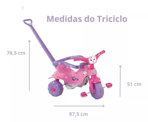 Triciclo Motoca Infantil Tico Tico Pets Rosa Magic Toys 2811