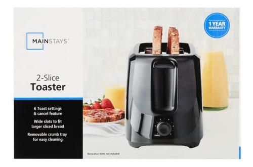 Va Mainstays - Tostadora De 2 Rebanadas Con 6 Ajustes De So. Color Negro