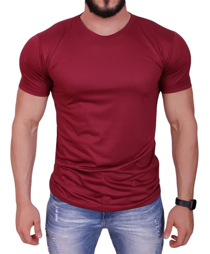 Camiseta Masculina Lisa Long Line Básica Slim Fit Original