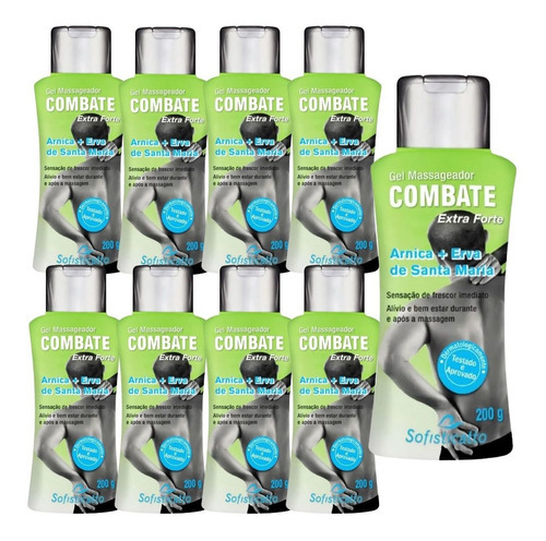  Kit 9 Gel Combate Erva De Santa Maria Relaxante Muscular