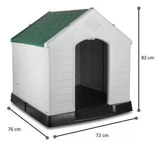 Casa Para Perro Mediana Grande Plástico Térmica 82x72x76 Color Verde oscuro