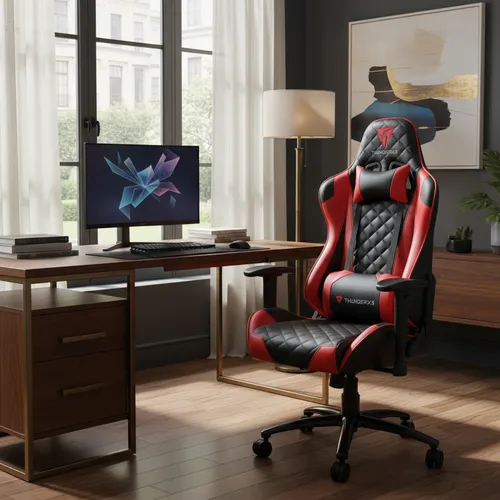 Cadeira De Escritório Gamer Ergonômica ThunderX3 Tgc12 Preta E Ve...