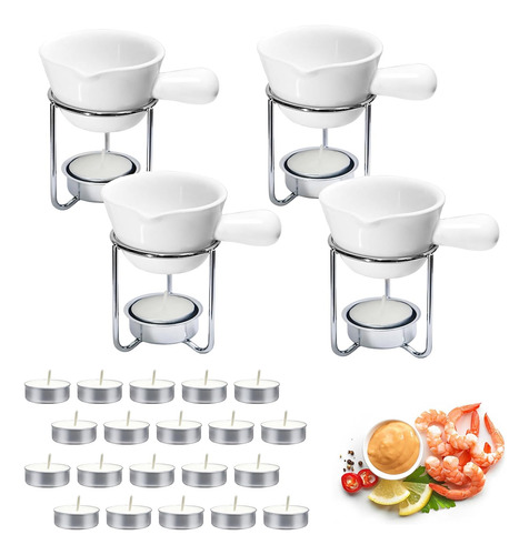 Juego De 4 Calentadores De Mantequilla Para Mariscos Y Queso