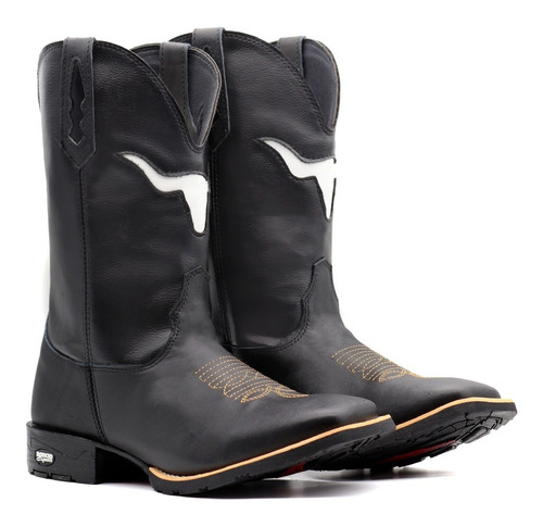 Imagem 2 de 4 de Bota Country Masculina Country Boi Vazado Com Boné De Brinde