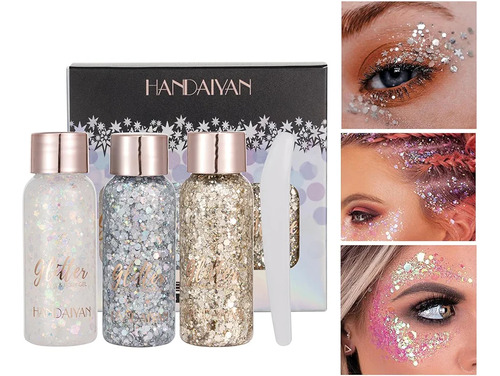 Pack 6 Glitter Gel Holograficas Brillo Cuerpo Cabello Rostro