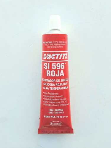 Silicon/formador De Juntas Rtv Alta Temp Loctite Si 596 Roja