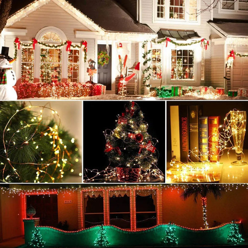 Cadena De Luces Solares Parpadeantes, 200 Led, Para Decoraci