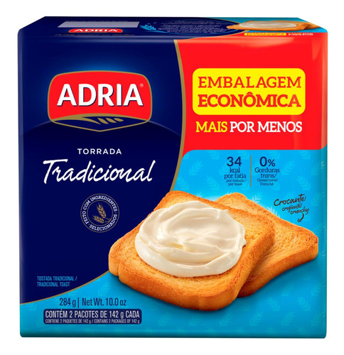 Torrada Tradicional Adria Pacote 284g 2 Unidades