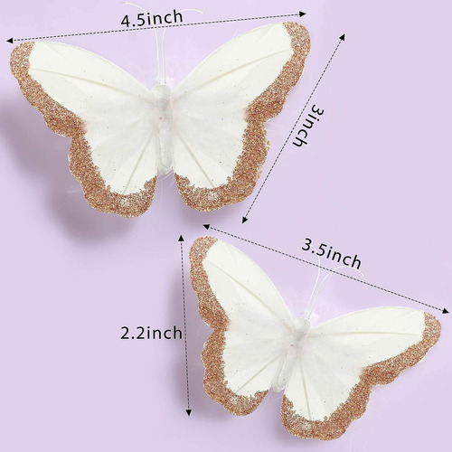 12 Piezas Brillo Mariposa Decoración De Pared Pluma Ma... 
