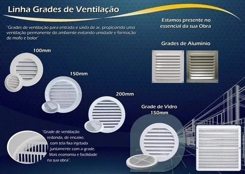 Imagem 6 de 7 de 8 Grades Redonda Plastica Branca 200mm Com Tela Gr200 Itc