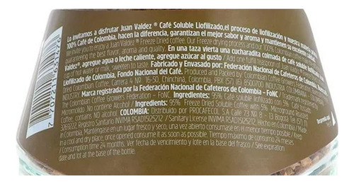 Café Soluble Juan Valdez Premium Colombiano 190 G (1 Frasco)