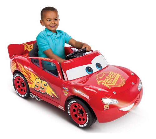 Carro Electrico Infantil Montable 6v Rayo Mcqueen Disney Car Color Rojo
