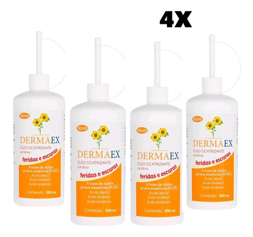 Kit 4 Unidades Óleo De Girassol Dermaex 200ml - Cicatrização