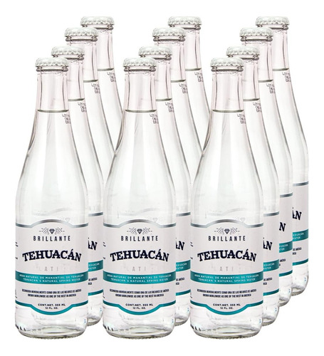 Tehuacan Agua Natural Platino Vidrio 355ml (12 Pack)