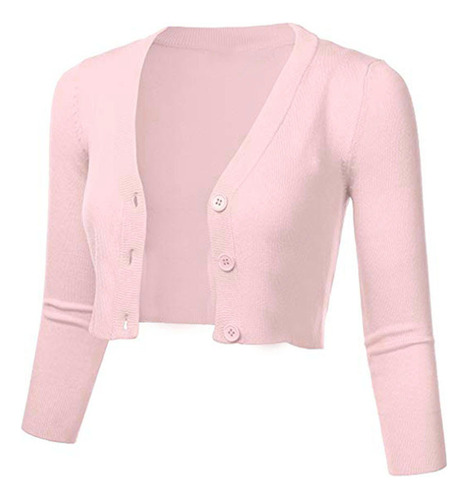 Cárdigan Tipo Bolero Corto Para Mujer, Casual, Con Mangas 3/