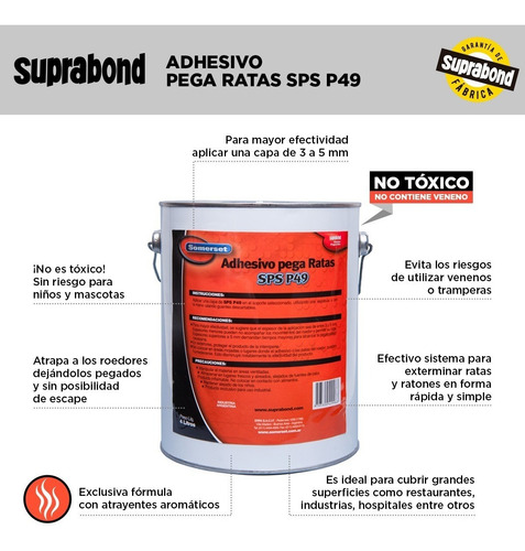 Imagen 2 de 3 de Adhesivo Suprabond Para Ratas Y Lauchas - Pegarat - 4 Litros