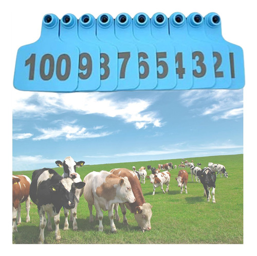 001-100 Aretes Para Cerdo Ganado Numeros Láser Con Pinza