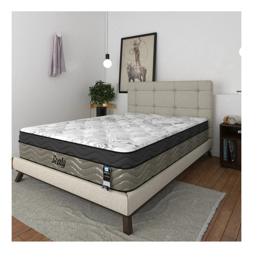 Colchón Matrimonial Sealy Foam Confort + 2 Almohadas Sealy Color Blanco