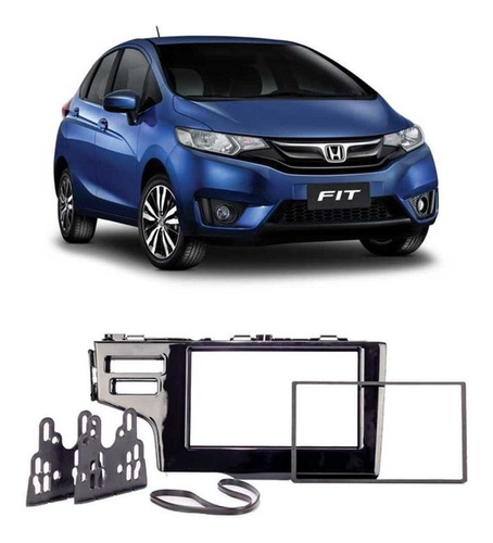 Moldura 2 Din Black Pianno Honda New Fit 2015 A 2020 Painel