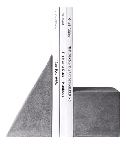 Sujetalibros Figuras Geometricas Minimalista Cemento+maceta